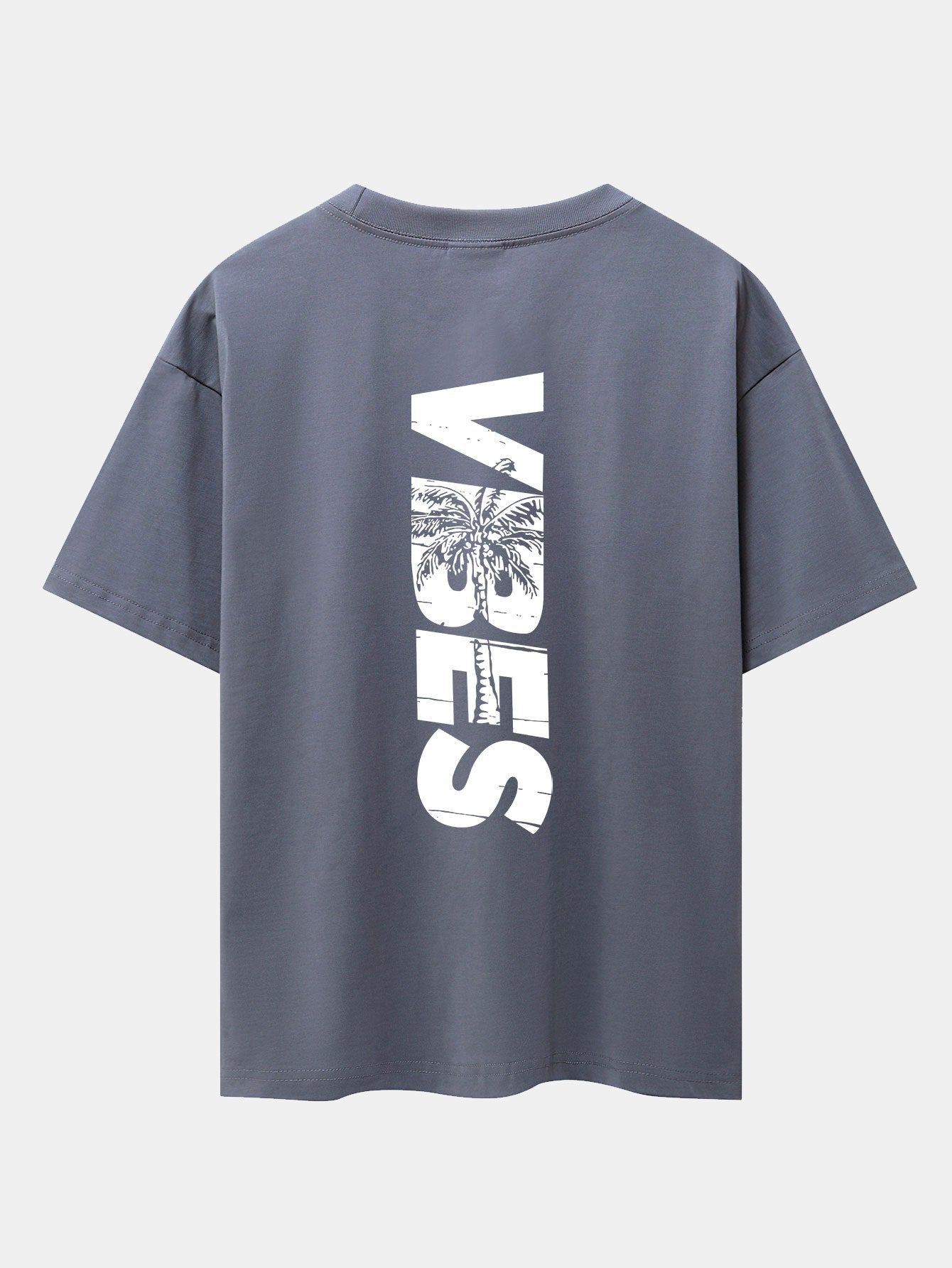 Palm Tree Vibes Slogan Back Print Drop Shoulder Oversize T-Shirt