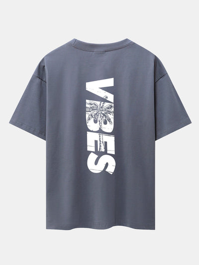 Palm Tree Vibes Slogan Back Print Drop Shoulder Oversize T-Shirt