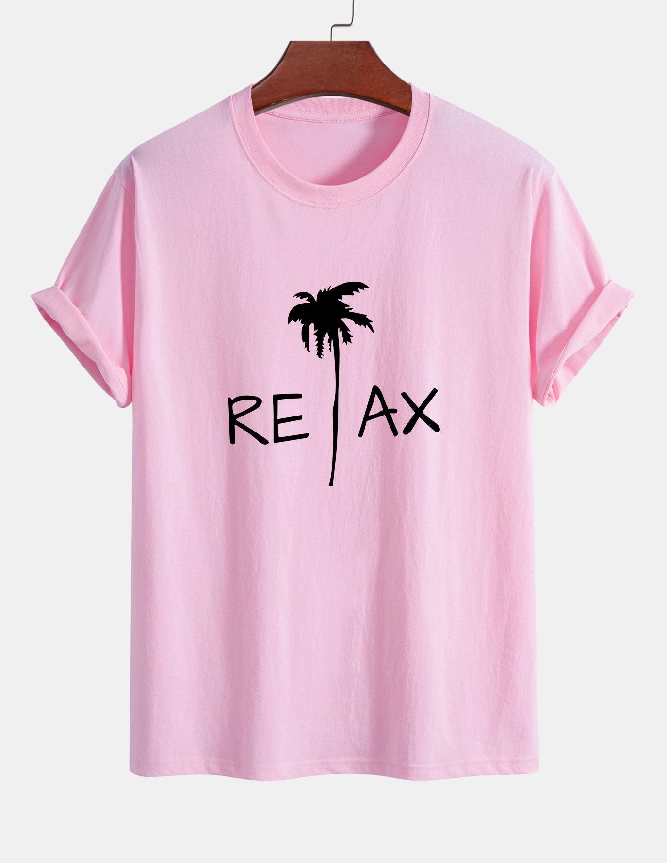 Regular Fit Relax Palm Tree Print Cotton T-Shirt
