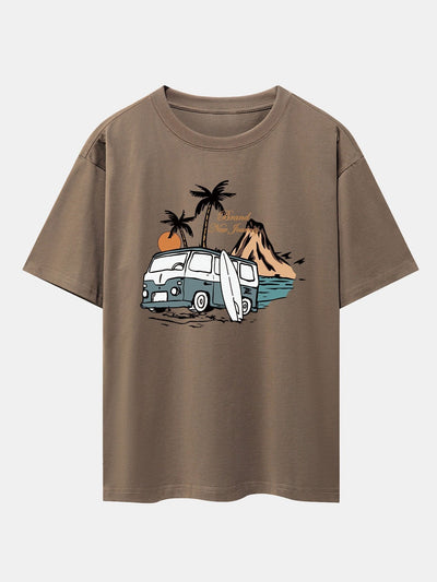 Car Island Print Drop Shoulder Oversize T-Shirt