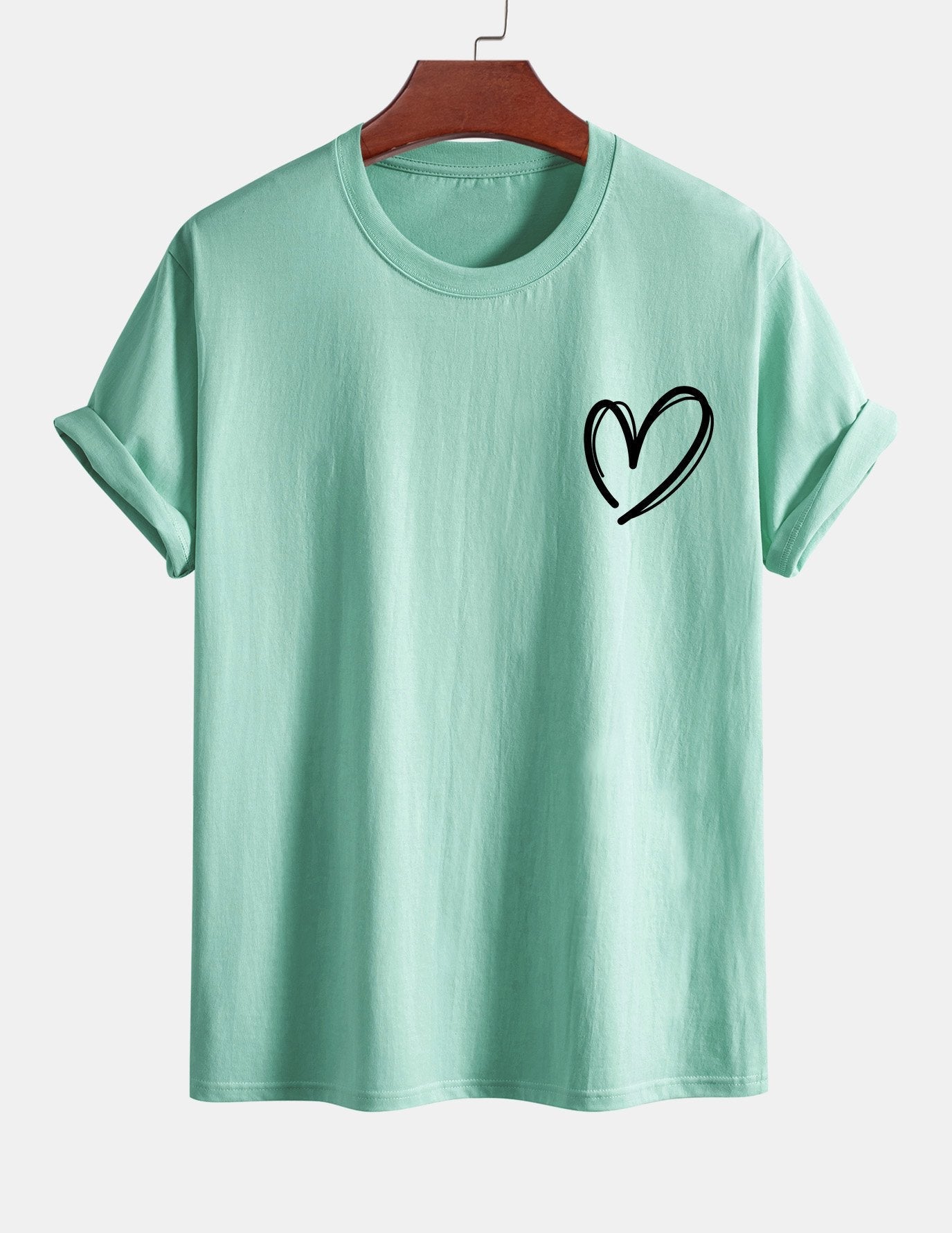 Regular Fit Heart Print Cotton T-Shirt