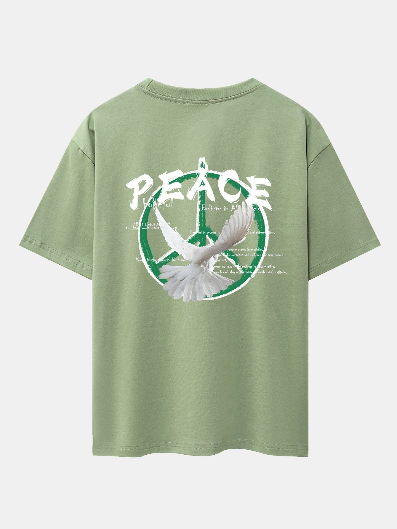 Dove With Peace Symbol Back Print Drop Shoulder Oversize T-Shirt
