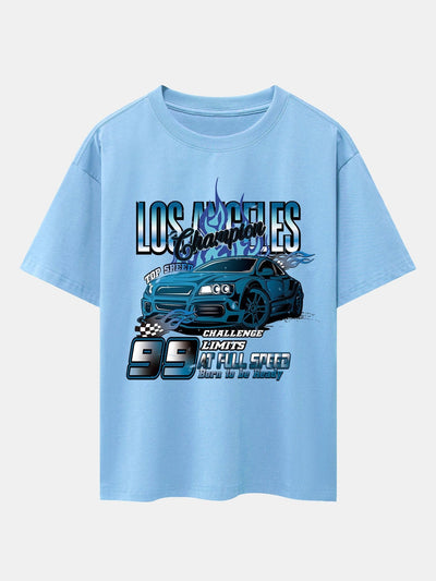 Los Angeles Car Print Drop Shoulder Oversize T-Shirt