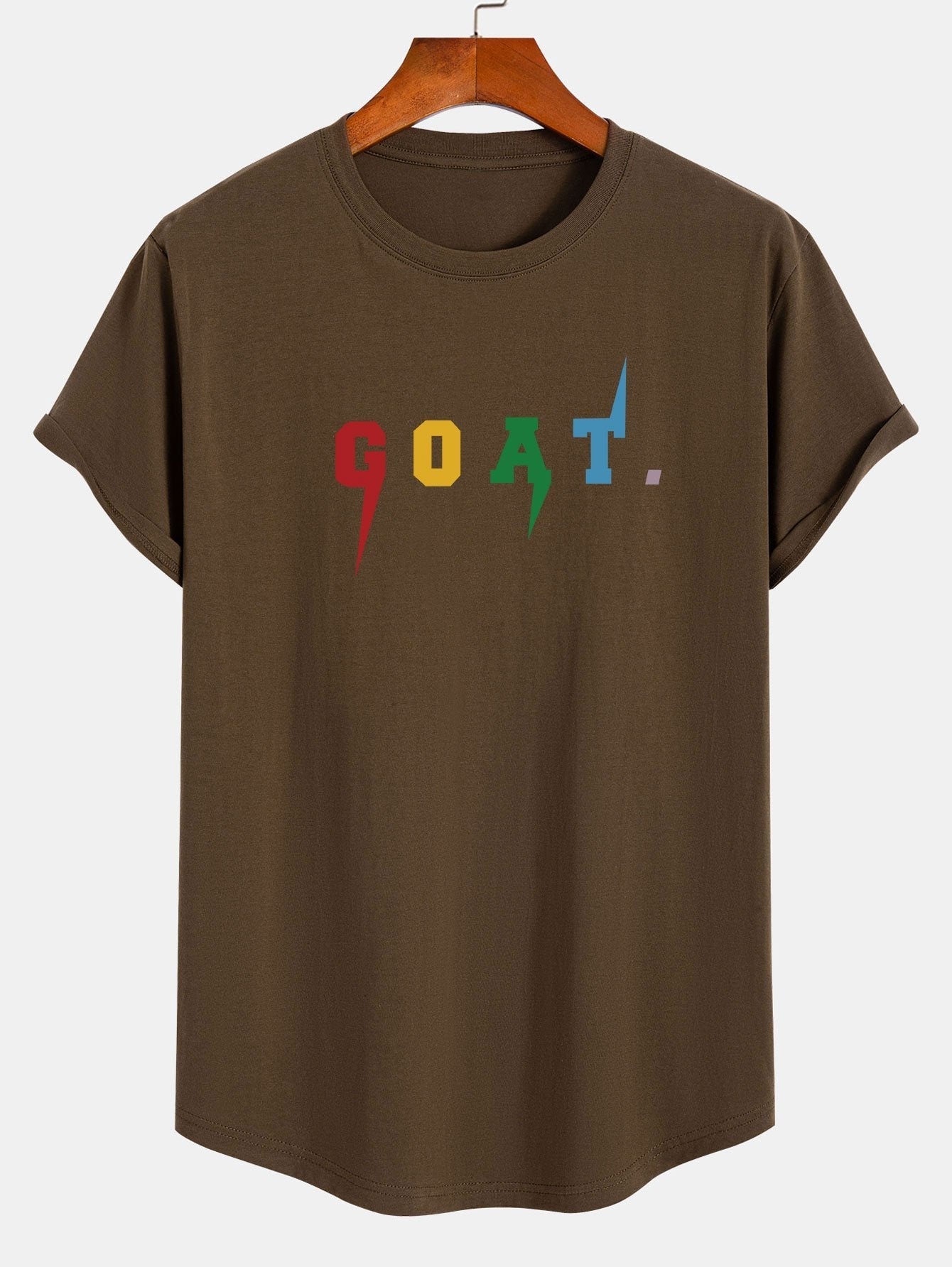 Goat Print Cotton Arc Hem T-Shirt