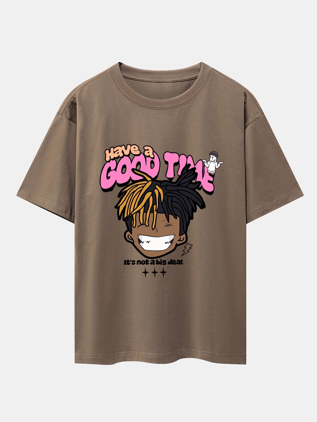 Cartoon Character Slogan Print Drop Shoulder Oversize T-Shirt