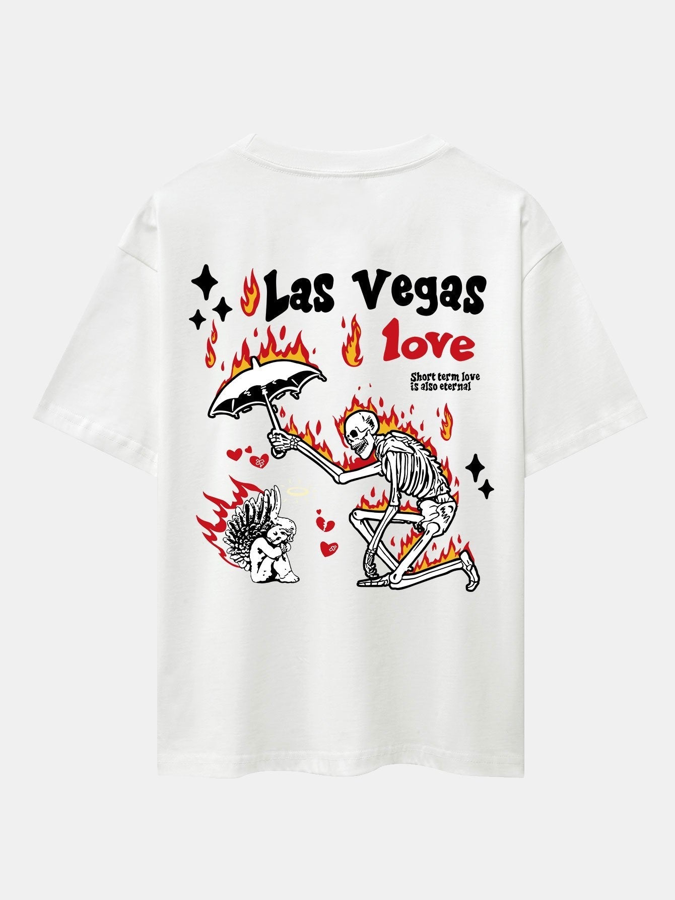 Skeleton And Angel Back Print Drop Shoulder Oversize T-Shirt
