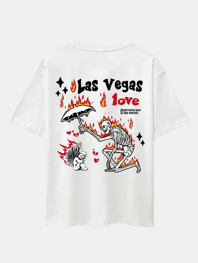 Skeleton And Angel Back Print Drop Shoulder Oversize T-Shirt