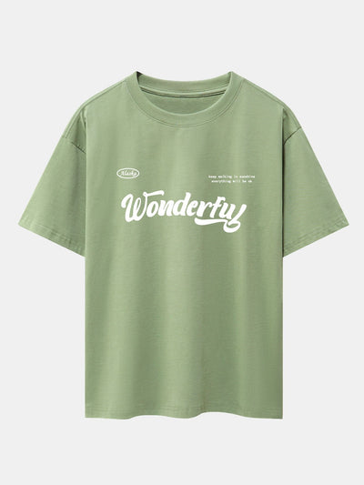 Wonderful Slogan Print Drop Shoulder Oversize T-Shirt