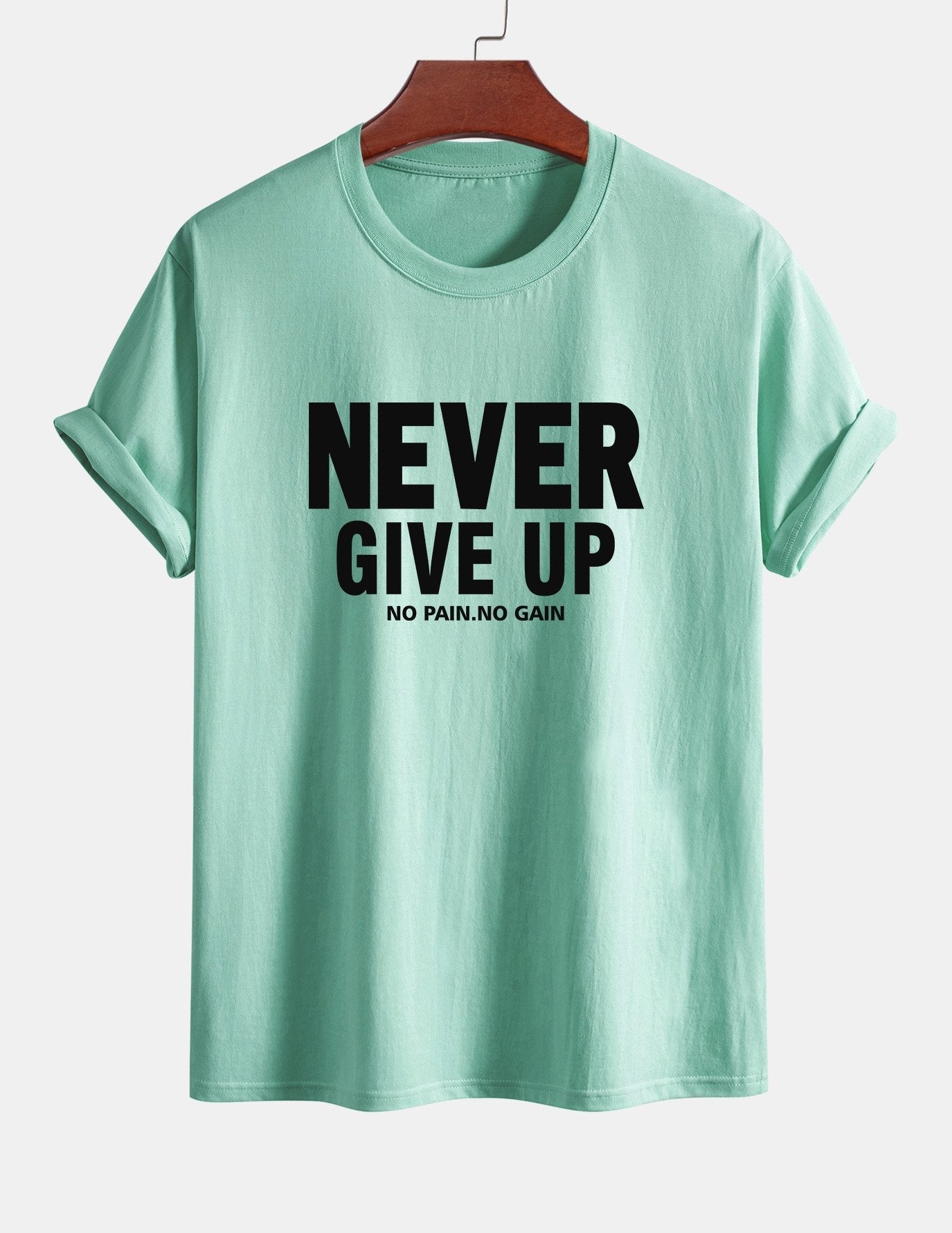 Regular Fit Never Give Up Print Cotton T-Shirt