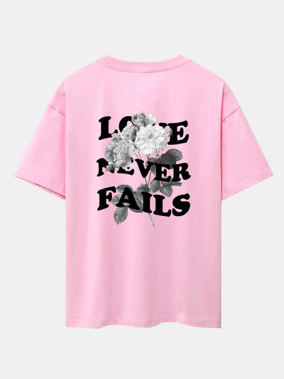 Rose Slogan Back Print Drop Shoulder Oversize T-Shirt