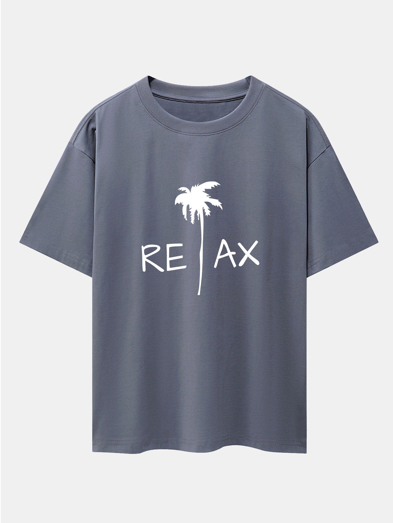 Relax Palm Tree Print Drop Shoulder Oversize T-Shirt