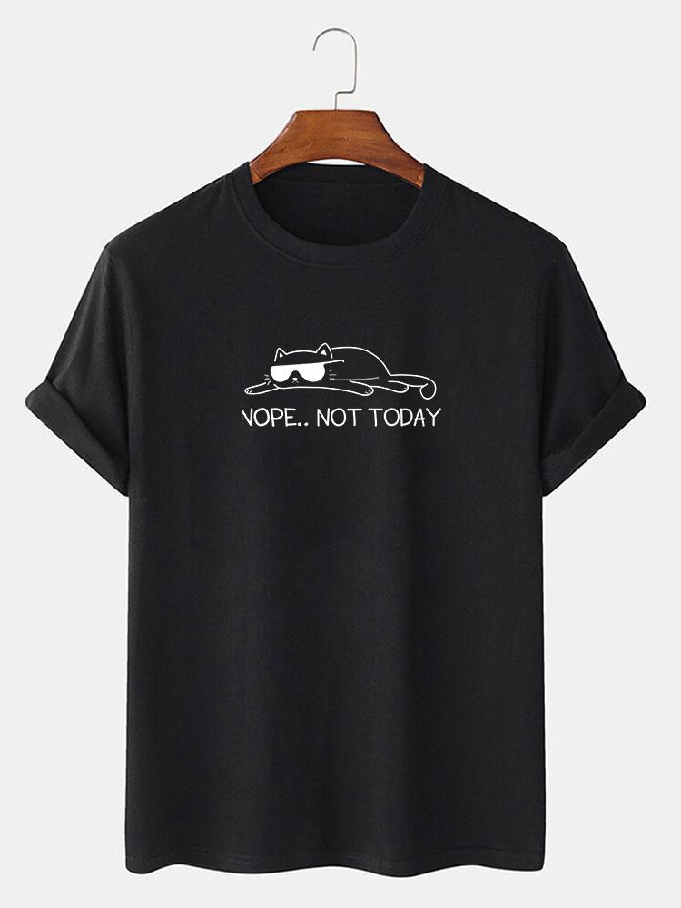 Nope Not Today Cat Print T-Shirt