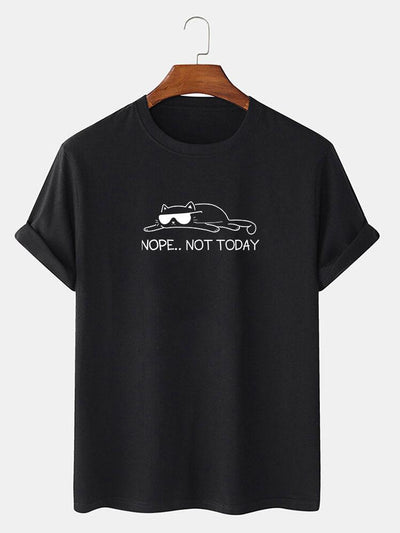 Nope Not Today Cat Print T-Shirt