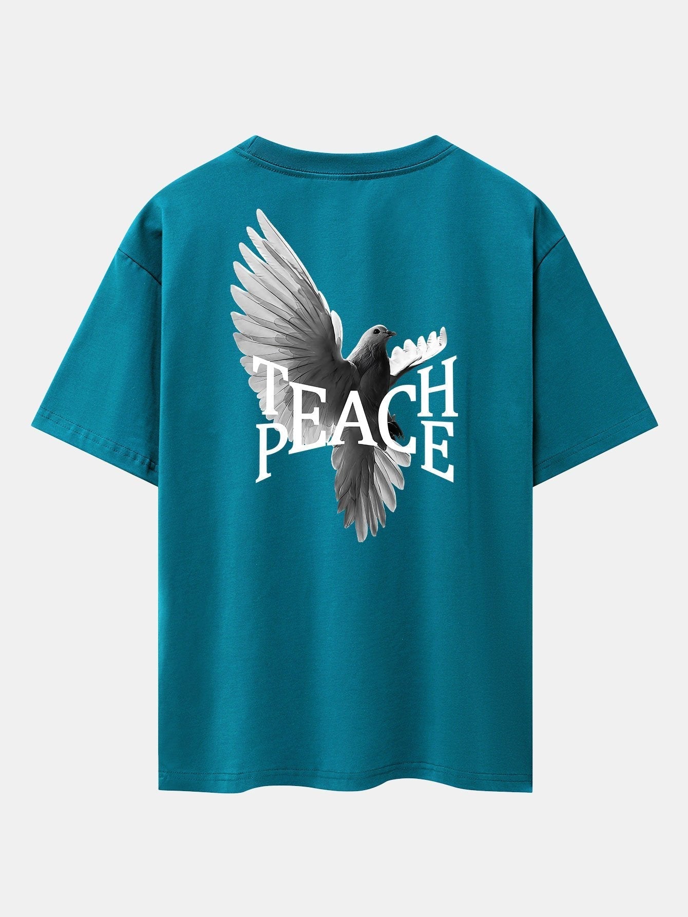 Pigeon Slogan Back Print Drop Shoulder Oversize T-Shirt