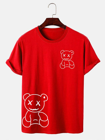 Line Shaped Bear Print T-Shirt