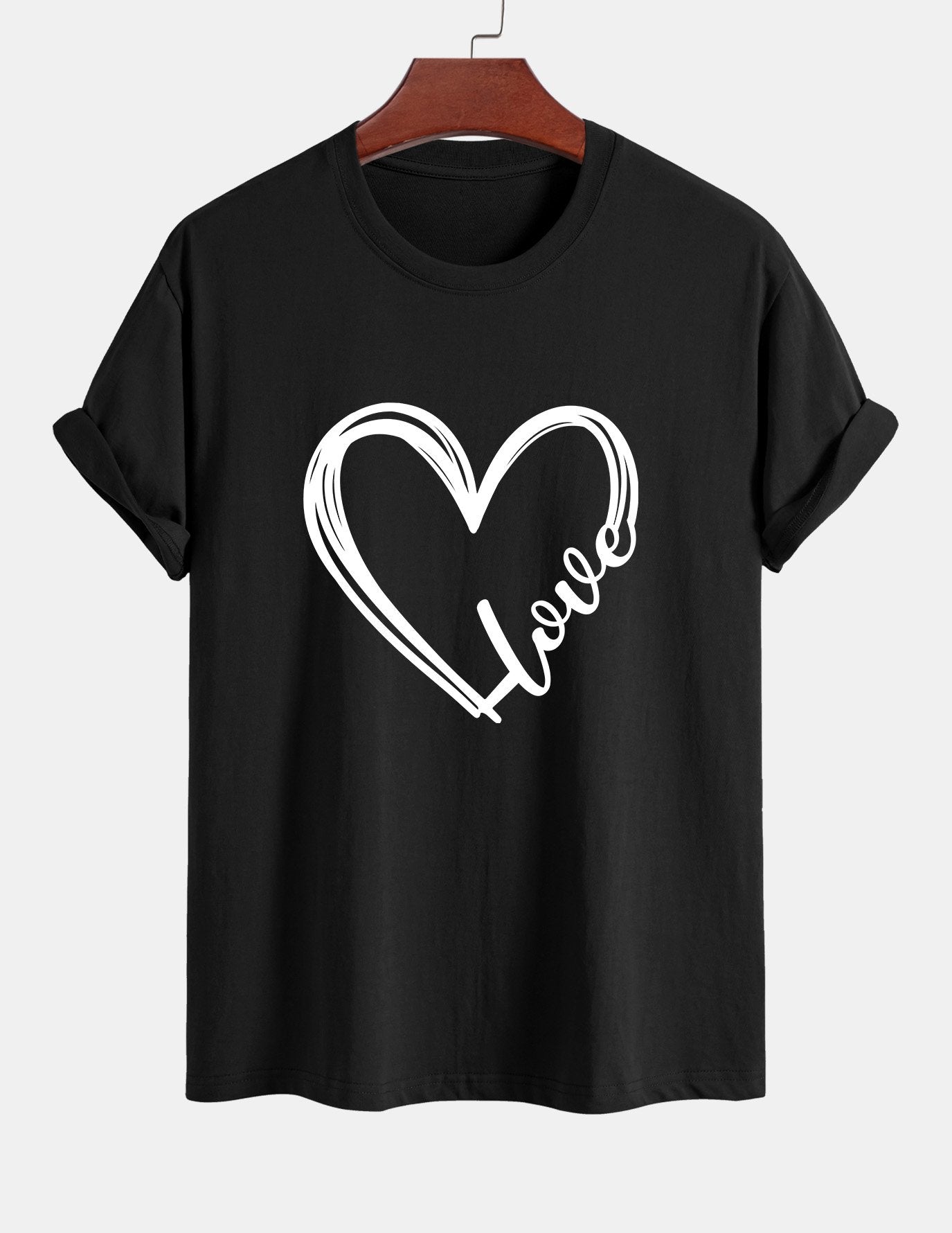 Regular Fit Heart Print Cotton T-Shirt