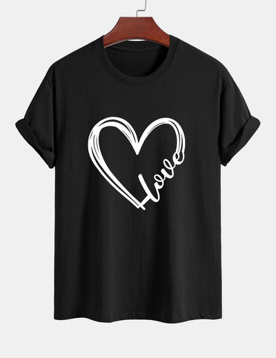 Regular Fit Heart Print Cotton T-Shirt