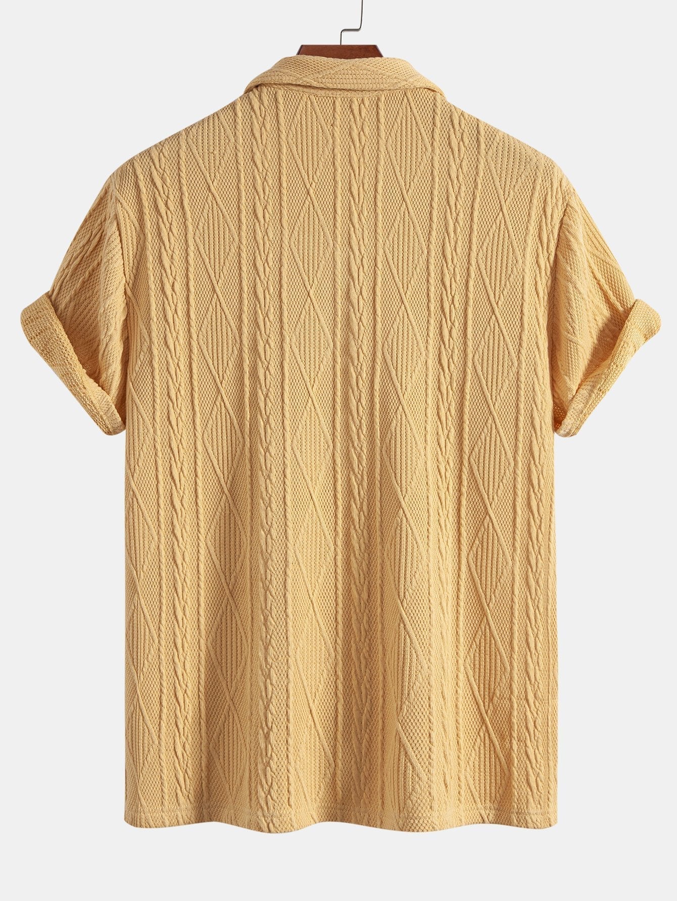 Knitted Geometric Textured Cuban Shirt