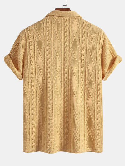 Knitted Geometric Textured Cuban Shirt
