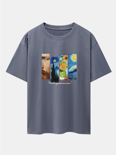 Starry Sky Sunflower Print Drop Shoulder Oversize T-Shirt