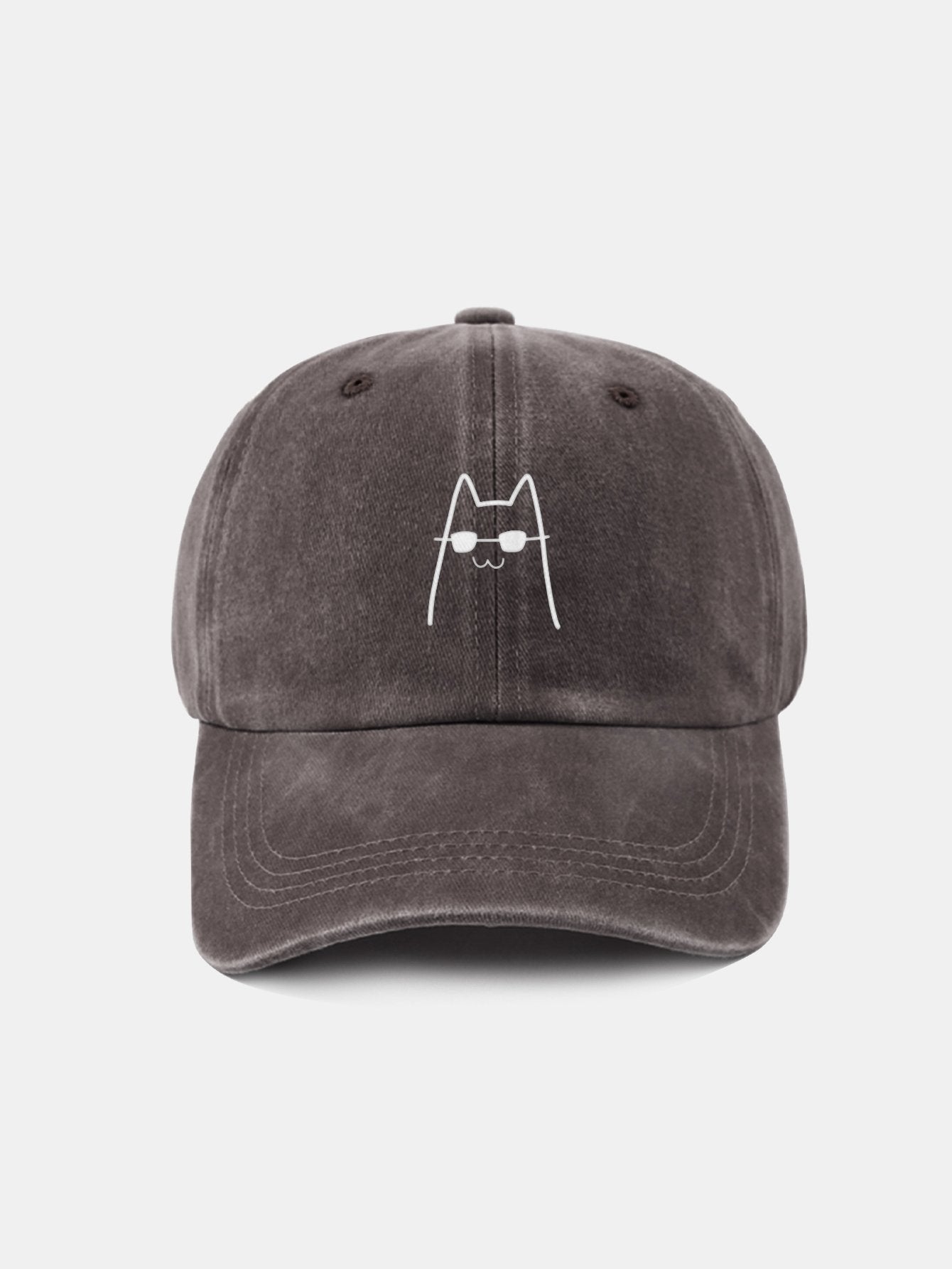 Sunglasses Cat Pattern Classic Retro Washed Distressed Cotton Baseball Cap