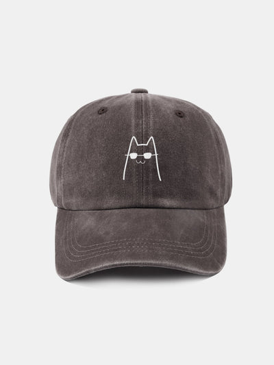 Sunglasses Cat Pattern Classic Retro Washed Distressed Cotton Baseball Cap