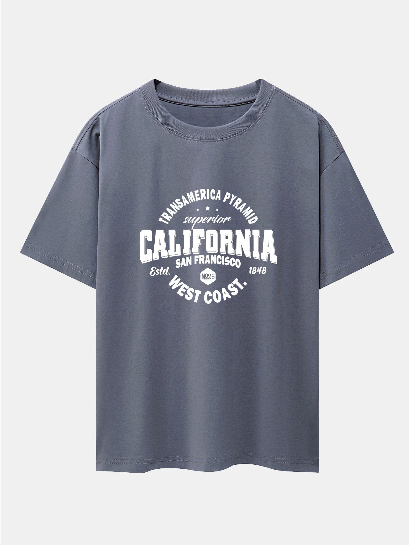 California Slogan Print Drop Shoulder Oversize T-Shirt