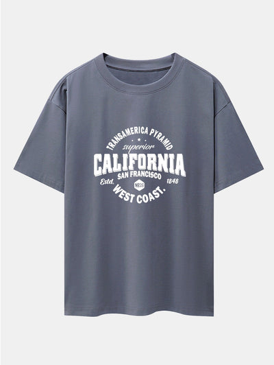 California Slogan Print Drop Shoulder Oversize T-Shirt