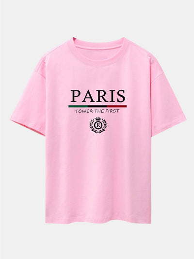 Paris Slogan Print Drop Shoulder Oversize T-Shirt