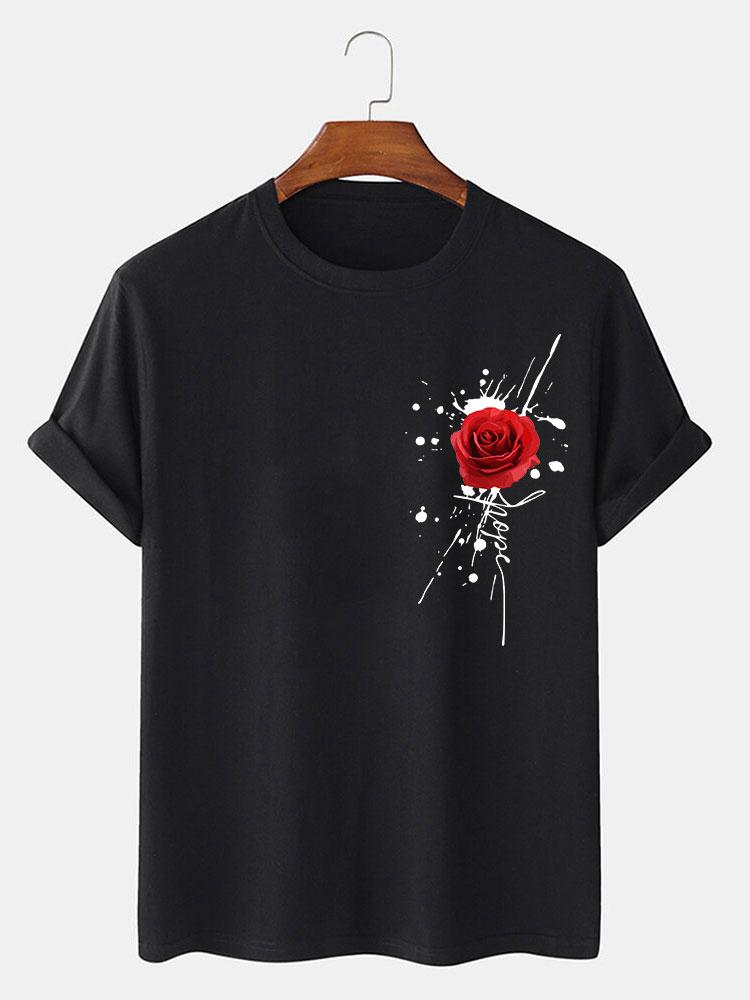 Splash Ink Rose Print T-Shirt