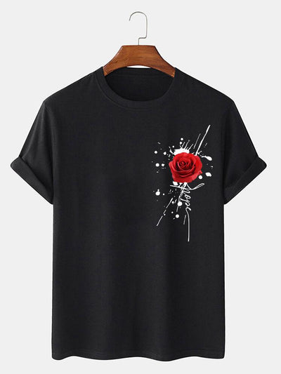 Splash Ink Rose Print T-Shirt