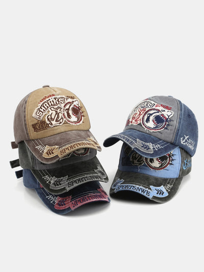 Hip Hop Shark Embroidery Pattern Denim Baseball Cap