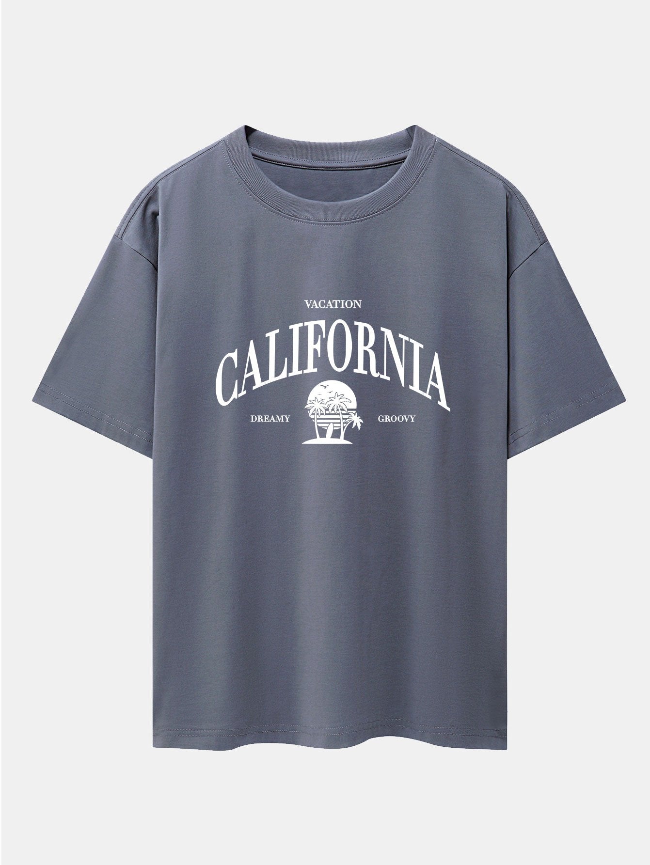 California Slogan Print Drop Shoulder Oversize T-Shirt