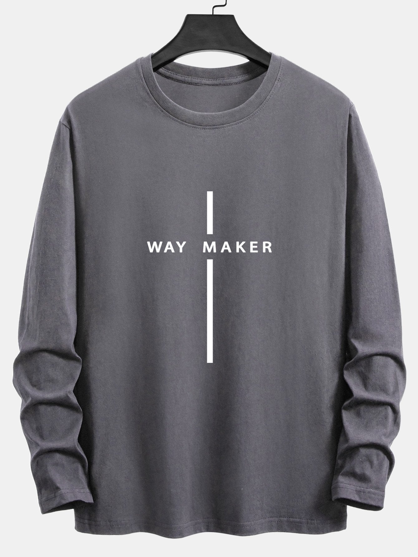 Long Sleeve Way Maker Stripe Print Cotton T-Shirt