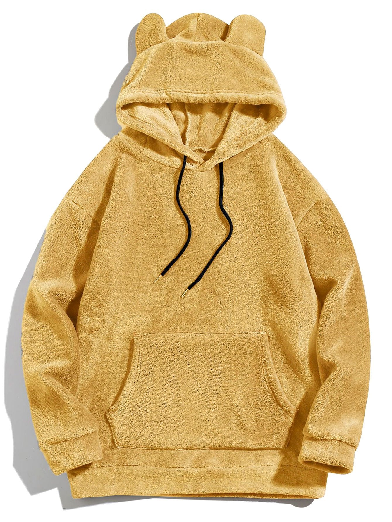 Relax Fit Teddy Fleece Hoodie With Ears