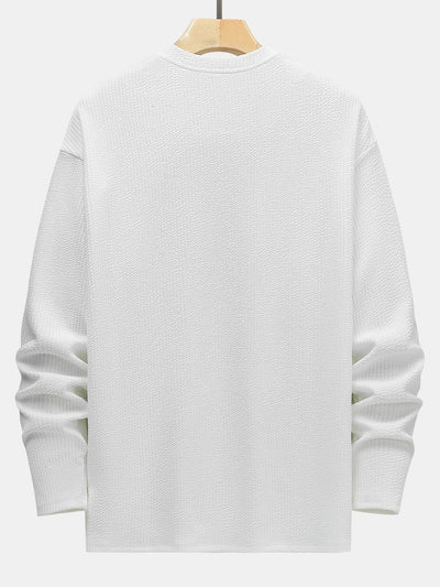 Long Sleeve Relax Fit Patchwork Ribbed T-Shirt