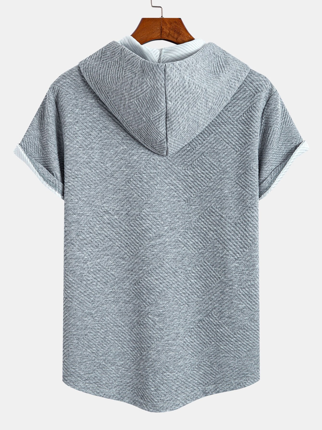 Striped Jacquard Hooded Arc Hem T-Shirt
