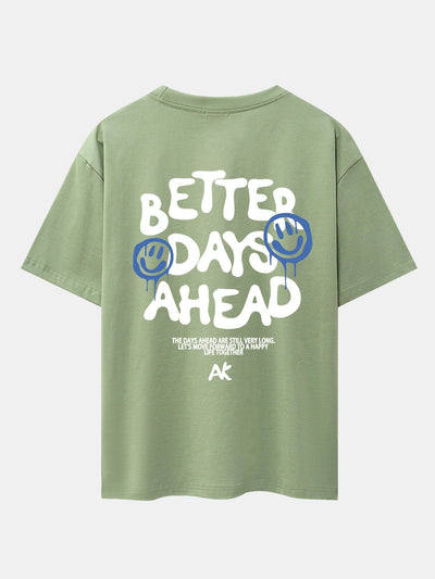 Smiley Slogan Back Print Drop Shoulder Oversize T-Shirt