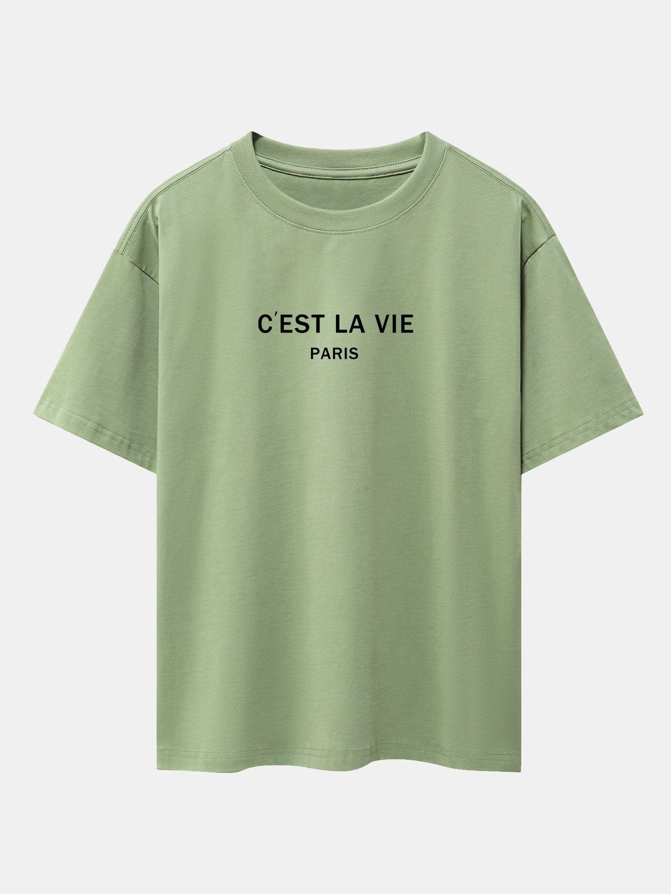 Paris Letter Print Dropped Shoulders Oversize T-Shirt