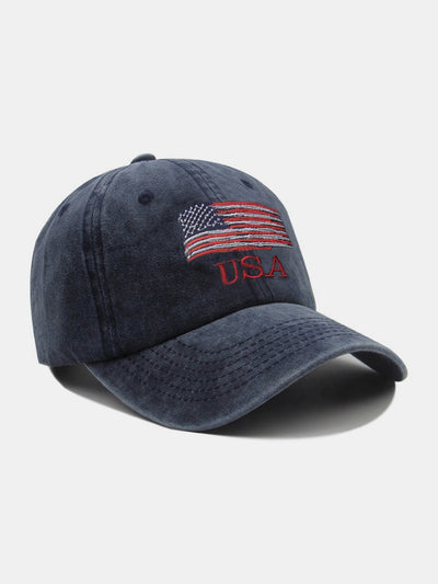 USA Flag Embroidery Washed Distressed Cotton Baseball Cap