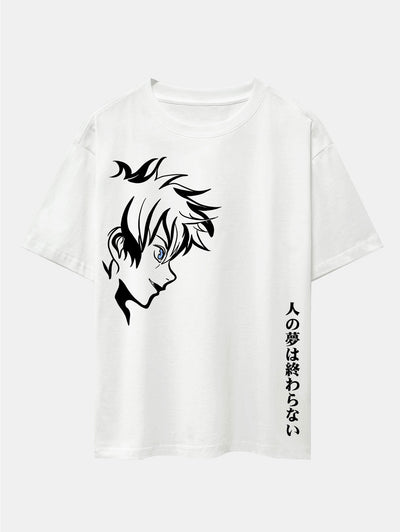 Comic Male Slogan Print Drop Shoulder Oversize T-Shirt