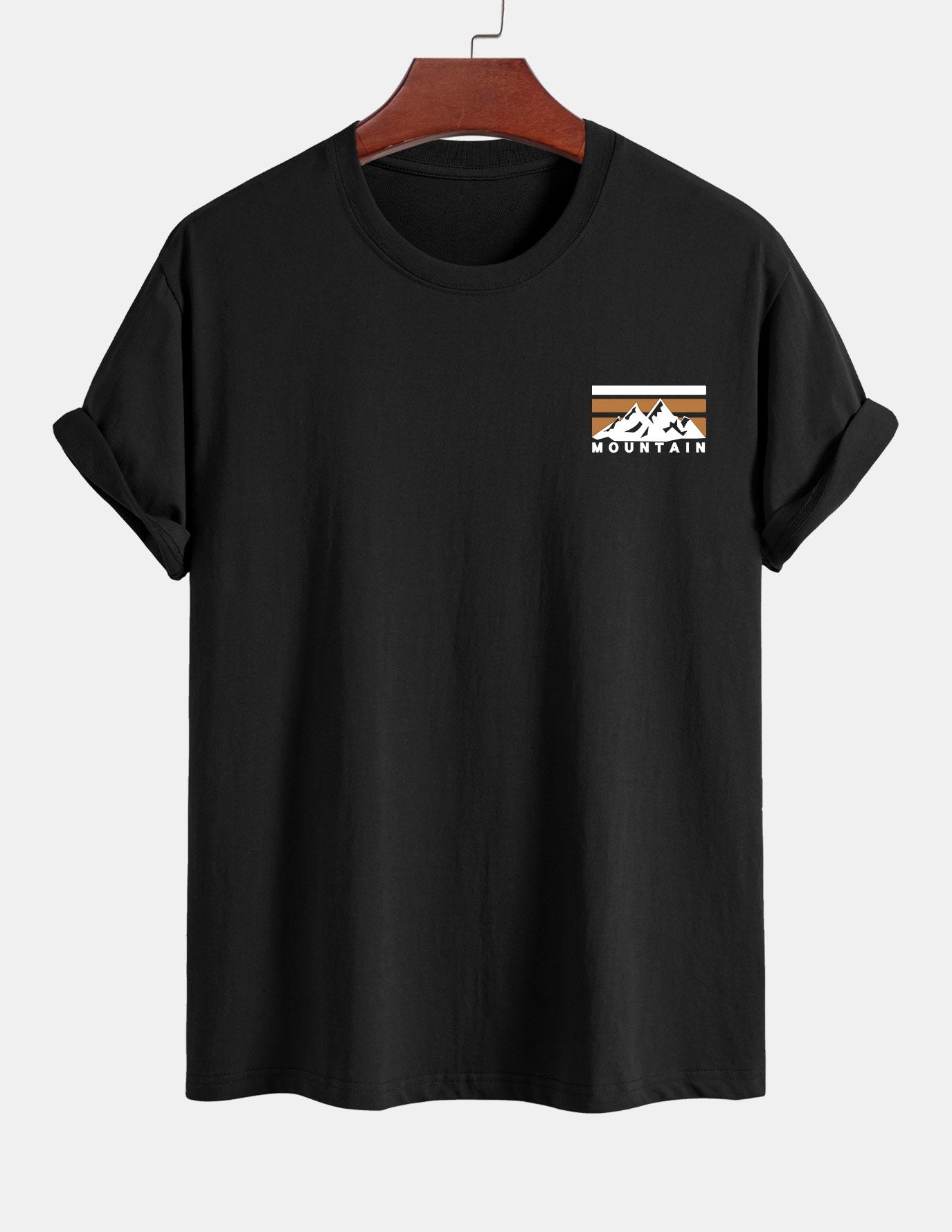 Regular Fit Stripe Mountains Print Cotton T-Shirt