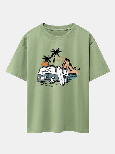 Car Island Print Drop Shoulder Oversize T-Shirt