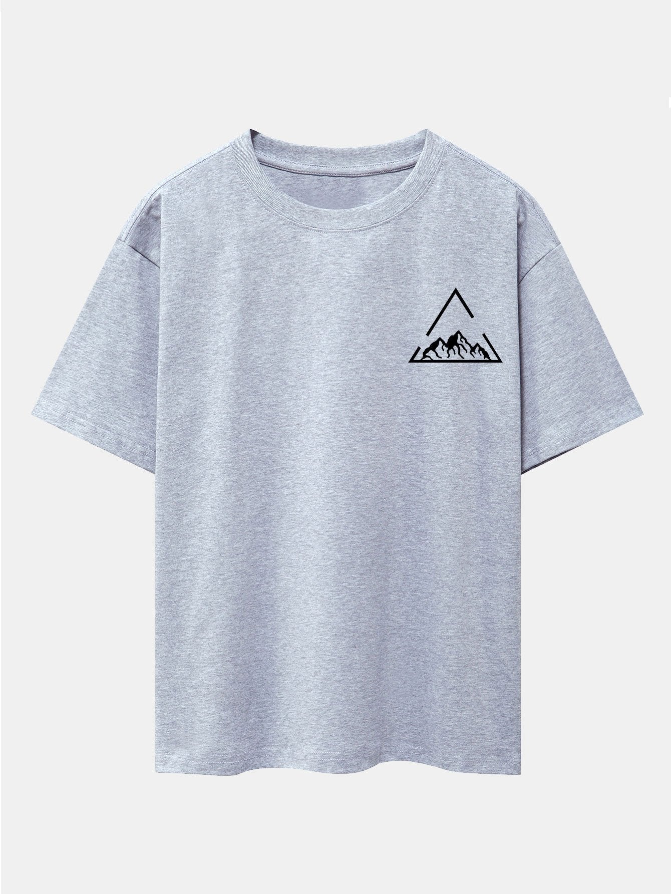 Triangle Mountain Print Drop Shoulder Oversize T-Shirt