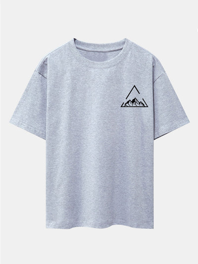 Triangle Mountain Print Drop Shoulder Oversize T-Shirt