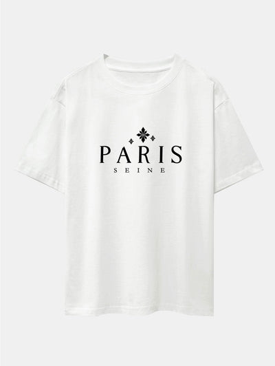 Paris City Print Drop Shoulder Oversize T-Shirt