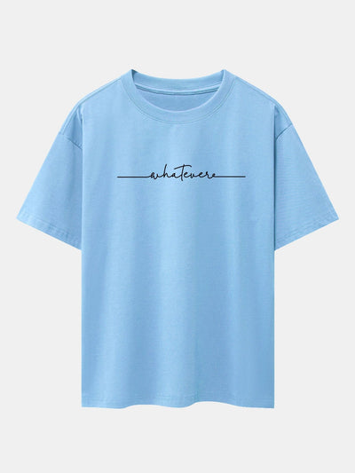 Handwritten Word Print Drop Shoulder Oversize T-Shirt