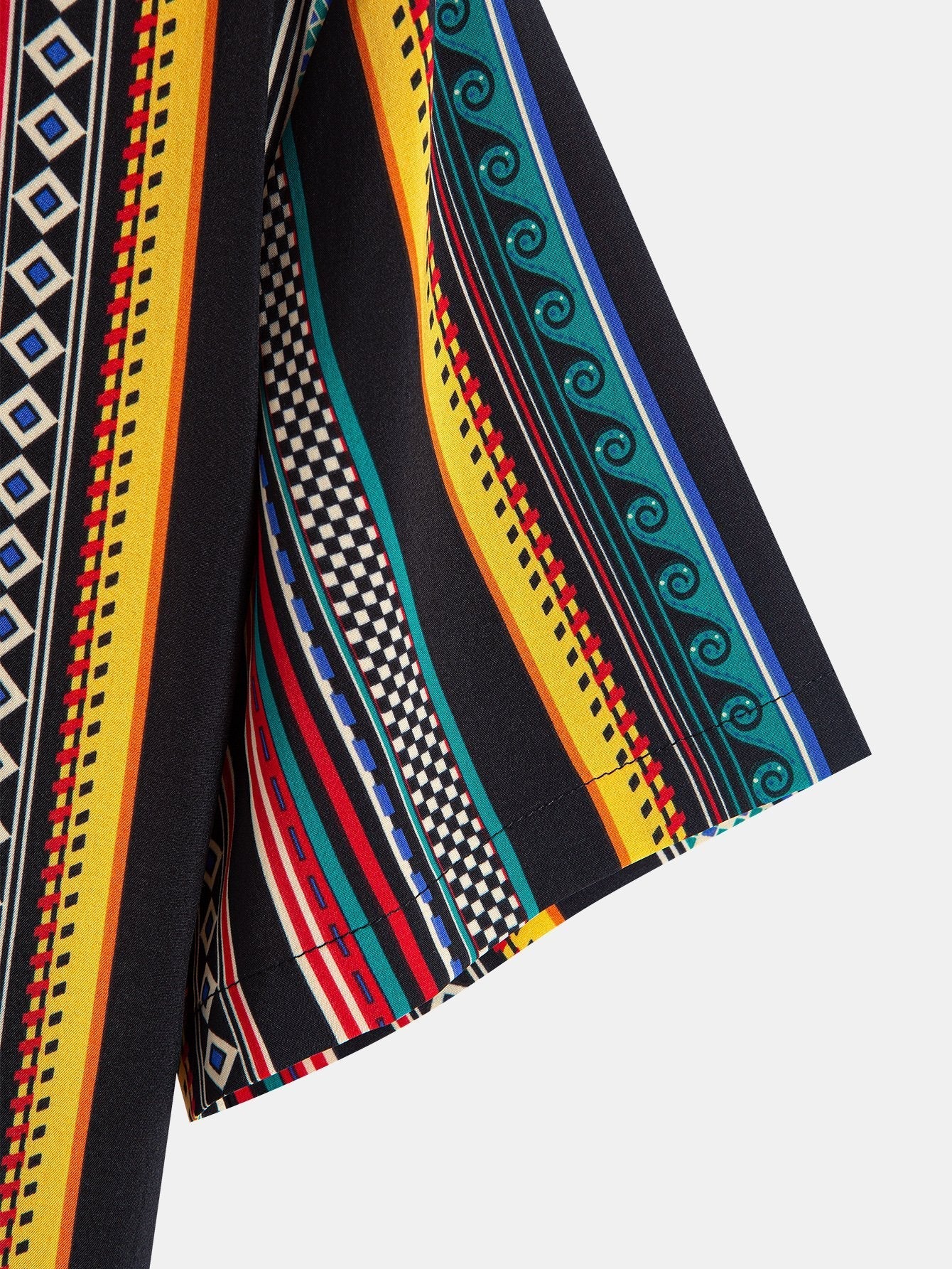 Ethnic Geometric Print Button Up Shirt