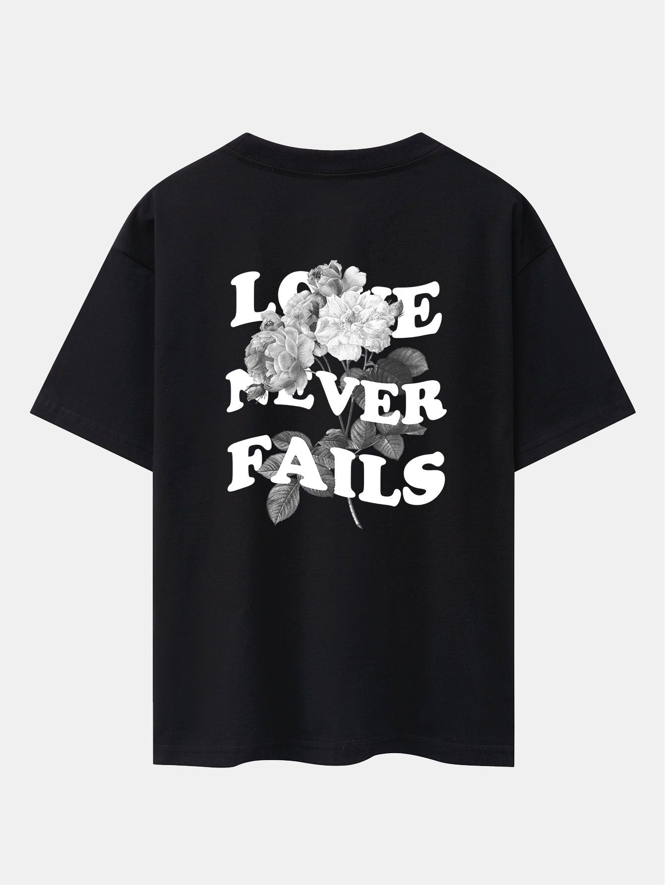 Rose Slogan Back Print Drop Shoulder Oversize T-Shirt