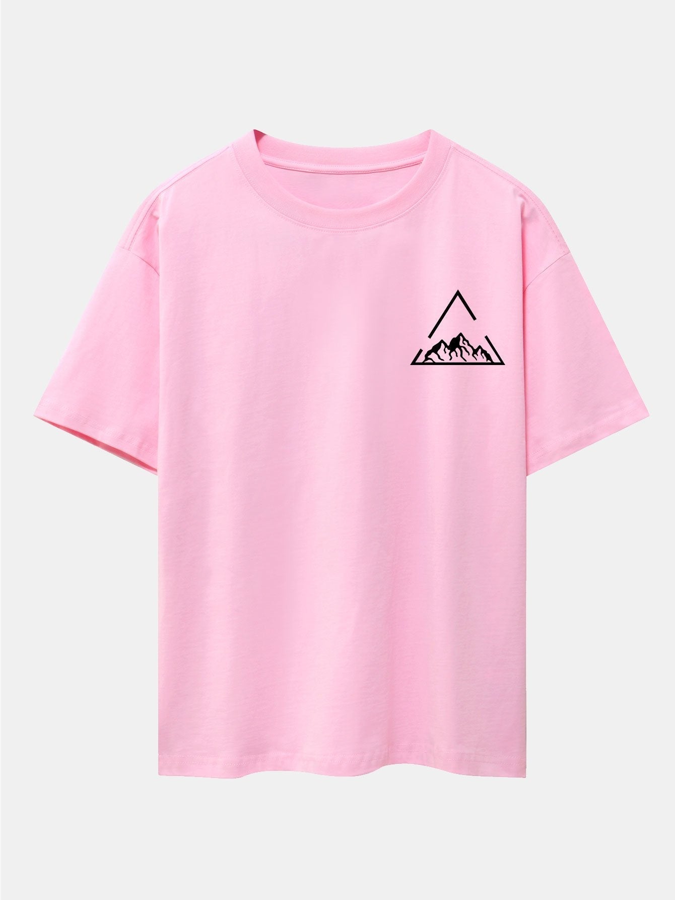 Triangle Mountain Print Drop Shoulder Oversize T-Shirt